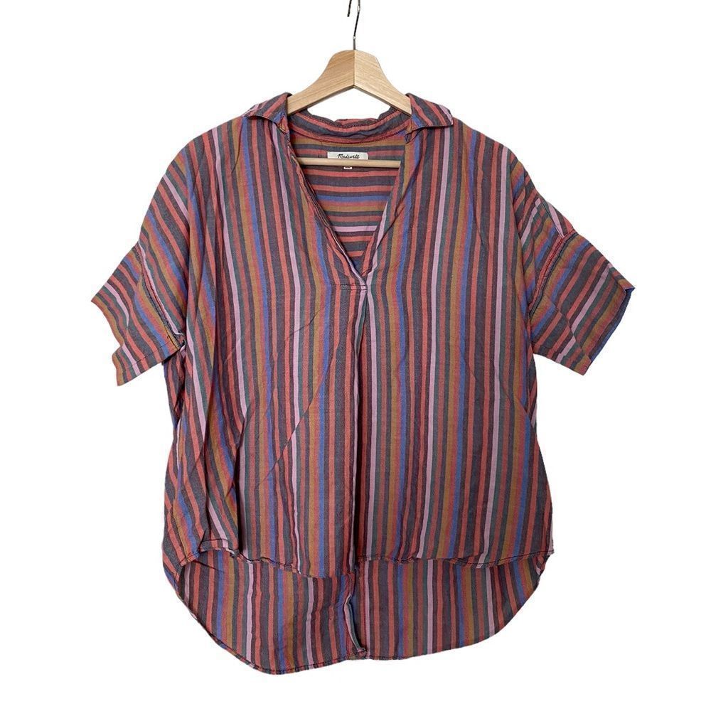 Madewell courier rainbow striped collar shirt